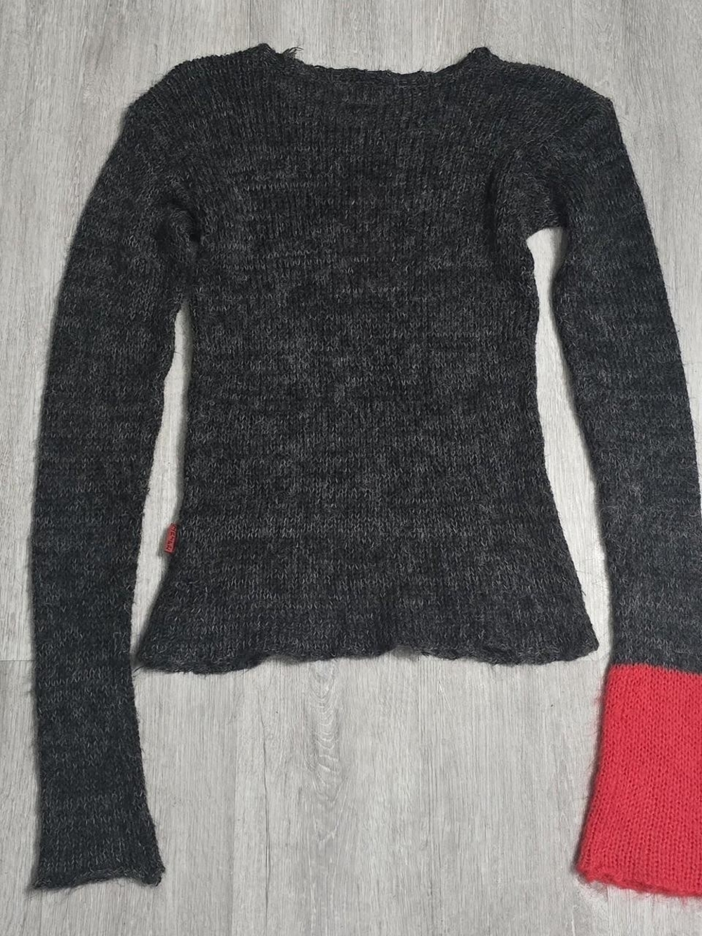 Vintage Y2K Tripp NYC Skull Grey/Red Mohair Knit Sweater RARE Size XS - Picture 6 of 8